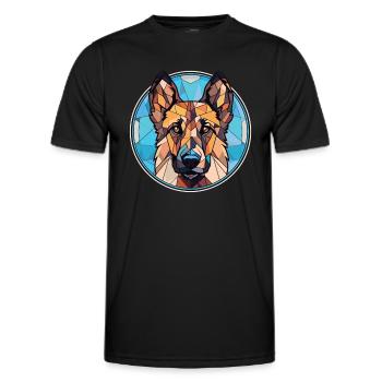 Berger d’Europe de l’Est race chien aquarelle verre - T-shirt sport Homme - noir - Devant - AI Model Male 178 dark (178cm)