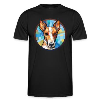 Glatte Foxterrier-Hunderasse buntes Aquarell - Männer Funktions-T-Shirt - Schwarz - Vorne - AI Model Male 178 dark (178cm)