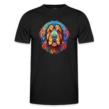 Tibetischer Mastiff Hunderasse Aquarell Illustration - Männer Funktions-T-Shirt - Schwarz - Vorne - AI Model Male 178 dark (178cm)