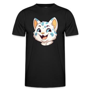 Australian Spotted Mist Cat Cartoon Watercolor Art - Men's Functional T-Shirt - black - Front - AI Model Male 178 dark (178cm)