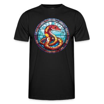 Kobra, farbenfrohe Aquarell-Tierhaustier-Illustration - Männer Funktions-T-Shirt - Schwarz - Vorne - AI Model Male 178 dark (178cm)