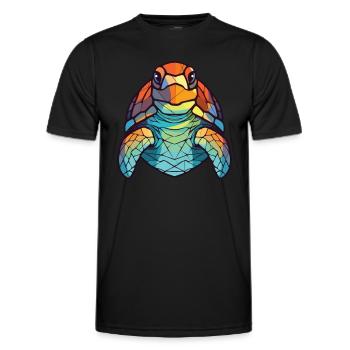 Schildkröte buntes Aquarell Tier Haustier Illustration - Männer Funktions-T-Shirt - Schwarz - Vorne - AI Model Male 178 dark (178cm)