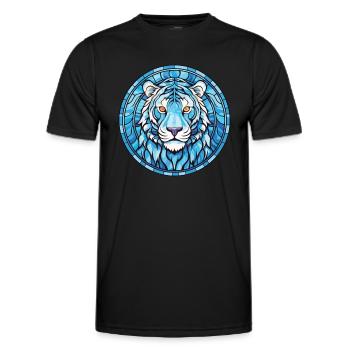 Bleu Aquatique Tigre Aquarelle Colorée Animal de compagnie - T-shirt sport Homme - noir - Devant - AI Model Male 178 dark (178cm)