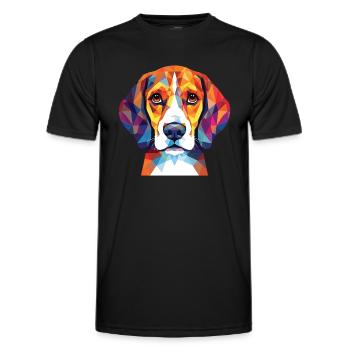 Beagle Small Scent Hound Dog Breed Watercolor - Men's Functional T-Shirt - black - Front - AI Model Male 178 dark (178cm)
