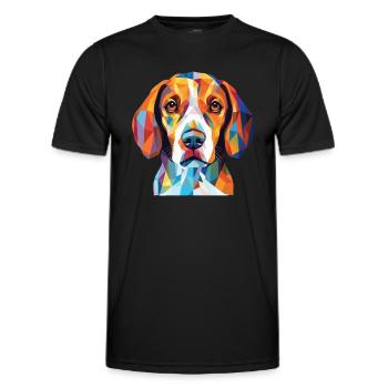 Beagle Harrier Scent Hound Dog Breed Watercolor - Men's Functional T-Shirt - black - Front - AI Model Male 178 dark (178cm)