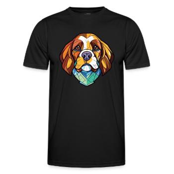 Briquet Griffon Vendéen race chien aquarelle verre - T-shirt sport Homme - noir - Devant - AI Model Male 178 dark (178cm)