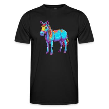 Esel buntes Aquarell Cartoon Kawaii Tier - Männer Funktions-T-Shirt - Schwarz - Vorne - AI Model Male 178 dark (178cm)