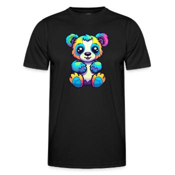 Panda Colorful Watercolor Cartoon Kawaii Animal - Men's Functional T-Shirt - black - Front - AI Model Male 178 dark (178cm)