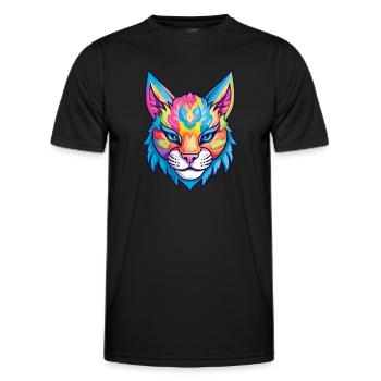 Luchs Buntes Aquarell Cartoon Kawaii Tier - Männer Funktions-T-Shirt - Schwarz - Vorne - AI Model Male 178 dark (178cm)