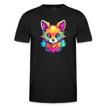 Fuchs Buntes Aquarell Cartoon Kawaii Tier - Männer Funktions-T-Shirt - Schwarz - Vorne - AI Model Male 178 dark (178cm)