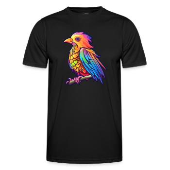 Cuckoo Colorful Watercolor Cartoon Kawaii Animal - Men's Functional T-Shirt - black - Front - AI Model Male 178 dark (178cm)