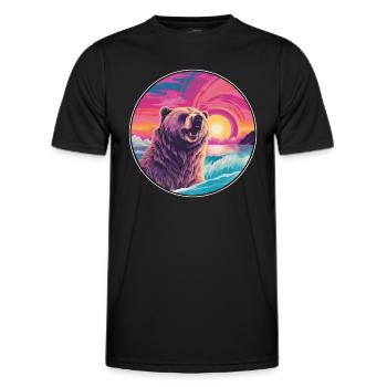 Bear Colorful Watercolor Cartoon Kawaii Animal - Men's Functional T-Shirt - black - Front - AI Model Male 178 dark (178cm)