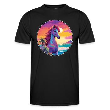 Pony Buntes Aquarell Cartoon Kawaii Tier - Männer Funktions-T-Shirt - Schwarz - Vorne - AI Model Male 178 dark (178cm)