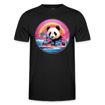 Panda Colorful Watercolor Cartoon Kawaii Animal - Men's Functional T-Shirt - black - Front - AI Model Male 178 dark (178cm)