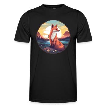 Gelehrter Fuchs Buntes Aquarell Cartoon Kawaii Haustier - Männer Funktions-T-Shirt - Schwarz - Vorne - AI Model Male 178 dark (178cm)