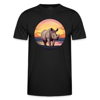 Rhino Colorful Watercolor Cartoon Kawaii Animal - Men's Functional T-Shirt - black - Front - AI Model Male 178 dark (178cm)