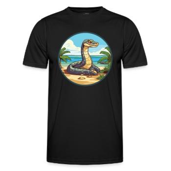 Anakonda Aquarell Cartoon Kawaii Clipart Tier - Männer Funktions-T-Shirt - Schwarz - Vorne - AI Model Male 178 dark (178cm)