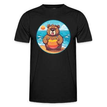 Bear Watercolor Cartoon Kawaii Clipart Animal - Men's Functional T-Shirt - black - Front - AI Model Male 178 dark (178cm)