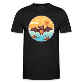 Bat Watercolor Cartoon Kawaii Clipart Animal - Men's Functional T-Shirt - black - Front - AI Model Male 178 dark (178cm)