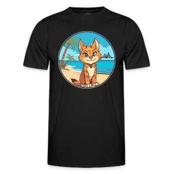 Luchs Aquarell Cartoon Kawaii Clipart Tier - Männer Funktions-T-Shirt - Schwarz - Vorne - AI Model Male 178 dark (178cm)