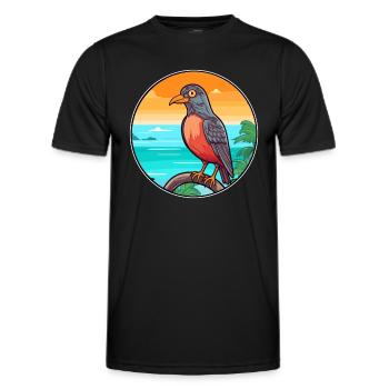 Cuckoo Watercolor Cartoon Kawaii Clipart Animal - Men's Functional T-Shirt - black - Front - AI Model Male 178 dark (178cm)
