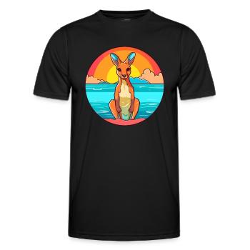 Kangourou aquarelle dessin animé Kawaii Clipart Animal - T-shirt sport Homme - noir - Devant - AI Model Male 178 dark (178cm)
