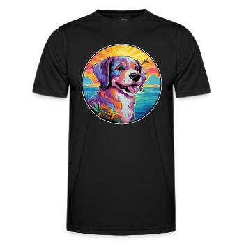Cao De Castro Laboreiro Dog Breed Colorful Cartoon - Men's Functional T-Shirt - black - Front - AI Model Male 178 dark (178cm)