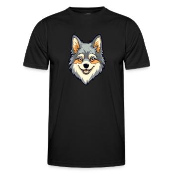 Alaskan Klee Kai Dog Breed Cartoon Kawaii Illustra - Men's Functional T-Shirt - black - Front - AI Model Male 178 dark (178cm)