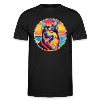Race de chien de berger d’Europe de l’Est Dessin animé coloré - T-shirt sport Homme - noir - Devant - AI Model Male 178 dark (178cm)