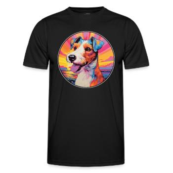 Foxterrier glatte Hunderasse bunte Karikatur Wate - Männer Funktions-T-Shirt - Schwarz - Vorne - AI Model Male 178 dark (178cm)