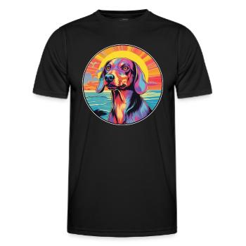 Lettische Jagdhundrasse Bunte Karikatur Watercolo - Männer Funktions-T-Shirt - Schwarz - Vorne - AI Model Male 178 dark (178cm)