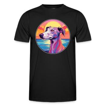 Old Croatian Sighthound Dog Breed Colorful Cartoon - Men's Functional T-Shirt - black - Front - AI Model Male 178 dark (178cm)