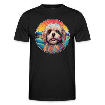 Tibetische Kyi Apso Hunderasse Bunte Karikatur Wasserc - Männer Funktions-T-Shirt - Schwarz - Vorne - AI Model Male 178 dark (178cm)
