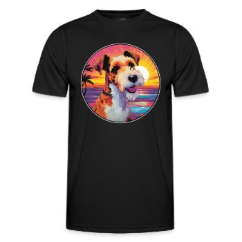 Draht Foxterrier Hunderasse Bunte Karikatur Wasserc - Männer Funktions-T-Shirt - Schwarz - Vorne - AI Model Male 178 dark (178cm)