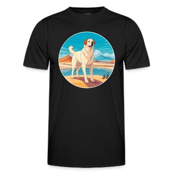 Chien de berger d’Asie centrale race Cartoon Kawaii - T-shirt sport Homme - noir - Devant - AI Model Male 178 dark (178cm)