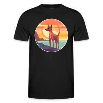 Cirneco Dell Ätna Hund Rasse Cartoon Kawaii Clipart - Männer Funktions-T-Shirt - Schwarz - Vorne - AI Model Male 178 dark (178cm)