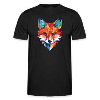 Gelehrter Fuchs, farbenfroher Aquarell-Tier-Haustier-Cartoon - Männer Funktions-T-Shirt - Schwarz - Vorne - AI Model Male 178 dark (178cm)