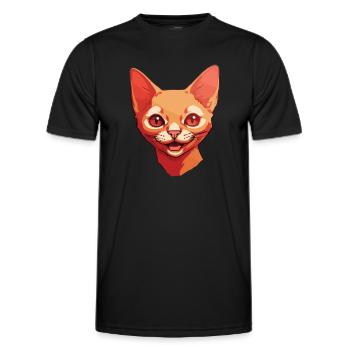 Rote Devon Rex Katze Cartoon Aquarell Illustration - Männer Funktions-T-Shirt - Schwarz - Vorne - AI Model Male 178 dark (178cm)