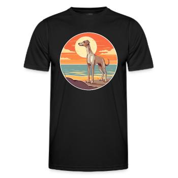 Old Croatian Sighthound Dog Breed Cartoon Kawaii - Men's Functional T-Shirt - black - Front - AI Model Male 178 dark (178cm)
