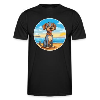 Porcelaine Dog Breed Cartoon Kawaii Clipart Dog - Men's Functional T-Shirt - black - Front - AI Model Male 178 dark (178cm)