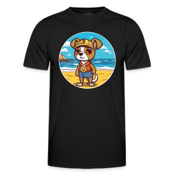 Chien de garde portugais race de chien de dessin animé Kawaii Dog - T-shirt sport Homme - noir - Devant - AI Model Male 178 dark (178cm)