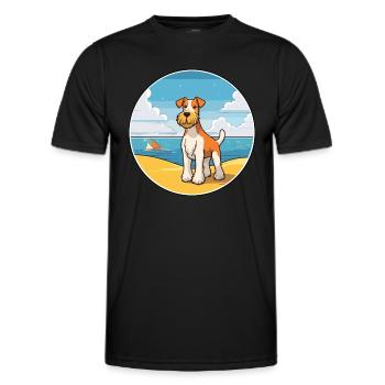 draht foxterrier hunderasse cartoon kawaii clipart - Männer Funktions-T-Shirt - Schwarz - Vorne - AI Model Male 178 dark (178cm)