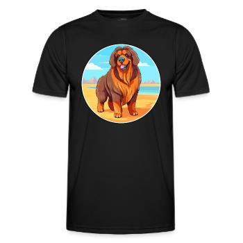 Tibetischer Mastiff Hund Rasse Cartoon Kawaii Clipart - Männer Funktions-T-Shirt - Schwarz - Vorne - AI Model Male 178 dark (178cm)