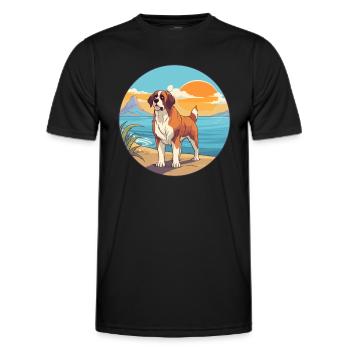 St Bernard Dog Breed Cartoon Kawaii Clipart Dog - Men's Functional T-Shirt - black - Front - AI Model Male 178 dark (178cm)