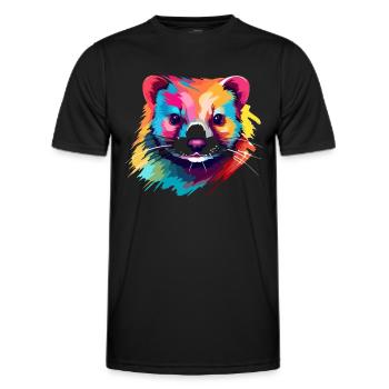 Ferret Colorful Watercolor Cartoon Kawaii Animal - Men's Functional T-Shirt - black - Front - AI Model Male 178 dark (178cm)