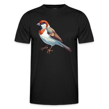 Sperling Buntes Aquarell Cartoon Kawaii Tier - Männer Funktions-T-Shirt - Schwarz - Vorne - AI Model Male 178 dark (178cm)