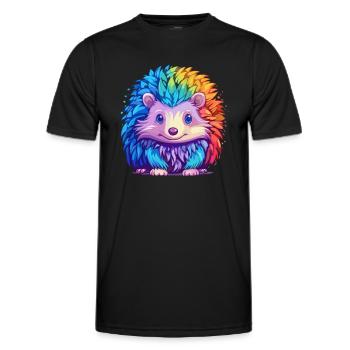 Igel Buntes Aquarell Cartoon Kawaii Tier - Männer Funktions-T-Shirt - Schwarz - Vorne - AI Model Male 178 dark (178cm)