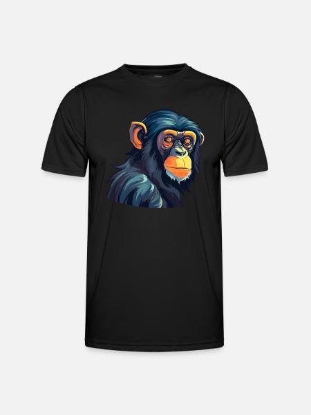 Bonobo Colorful Watercolor Cartoon Kawaii Animal - Men's Functional T-Shirt - black