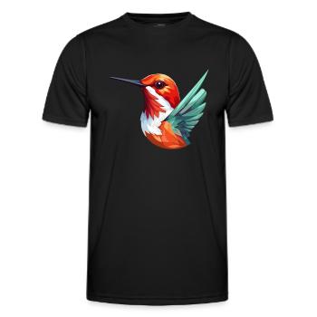 Humming Bird Colorful Watercolor Cartoon Kawaii An - Men's Functional T-Shirt - black - Front - AI Model Male 178 dark (178cm)