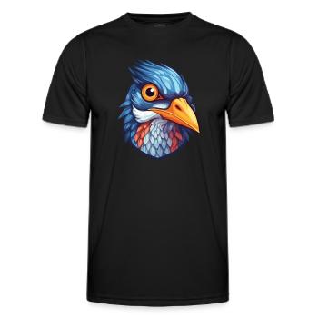 Cuckoo Colorful Watercolor Cartoon Kawaii Animal - Men's Functional T-Shirt - black - Front - AI Model Male 178 dark (178cm)